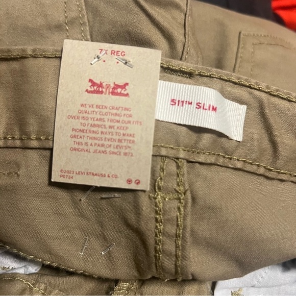 Levi 511 Slim Stretch Boys 7X Regular Tan Jeans NWT Adjustable Waist School - Picture 6 of 8